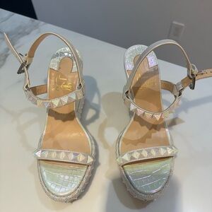 White iridescent Louboutin Wedges!